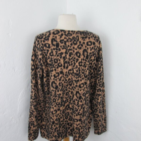 Charter Club 100% Cashmere Pullover Sweater Brown Leopard/Animal Print Womens 2X - Picture 4 of 5